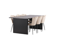 Spisestol Limhamn & Vail 2-pakk – beige + rektangulært spisebord 200 × 100 – svart