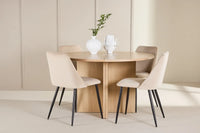 Spisestol Night & Strada 2-pakk – beige + Spisebord rektangulært ⌀120 – whitewash