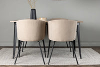 Spisegruppe Berit & Tempe 140 x 80 – beige og valnøtt