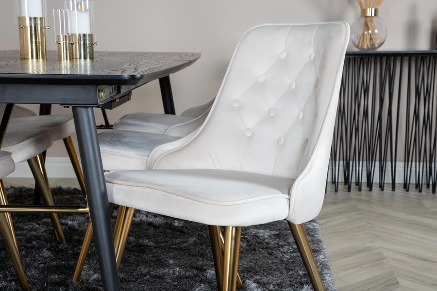 Spisegruppe Gold & Velvet Deluxe 180 x 85 – svart og beige