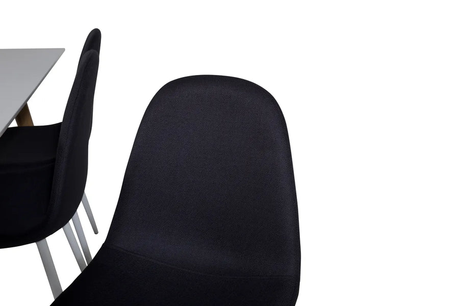 Spisestol Polar 2-pakk – svart + rektangulært spisebord 180 x 90 – hvit