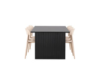 Spisestol 2-pakk + rektangulært spisebord 200 × 100 – beige og svart