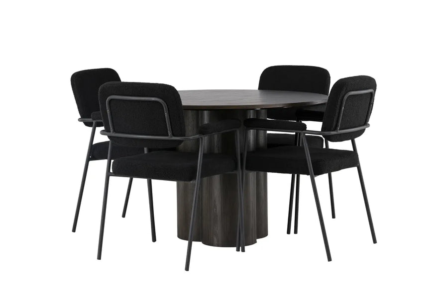 Spisegruppe Olivia & Yesterday Rund ⌀110 2-pakk – mokka og svart