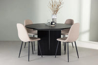 Spisestol Polar & Matilda 2-pakk + Rundt spisebord ⌀130 – beige og svart