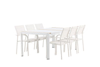 Spisebord Togo & Santorini 200 × 100 + Spisestol 2-pakk – hvit
