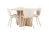 Spisegruppe Strada & Lilja rektangulær ⌀120 2-pakk – hvitkalket og beige