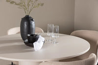 Spisestol Modesto & Olivia 2-pakk + Spisebord rundt ⌀110 – beige