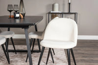 Spisegruppe Inca & Velvet 160 x 85 med 2-pakk spisestoler – svart og krem