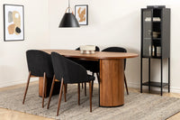 Spisestol Arch & Bianca 2-pakk + Spisebord ovalt 200 x 90 – svart og valnøtt