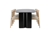 Spisestol Ven & Tyresö 2-pakk + Spisebord ovalt 220 x 100 – hvitvasket og svart