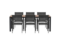 Spisestol Copacabana & Bois 2-pakk + Rektangulært spisebord 205 x 90 – svart og natur