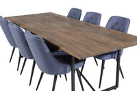 Spisegruppe Padang 250 x 100 + spisestol 2-pakk – natur og blå
