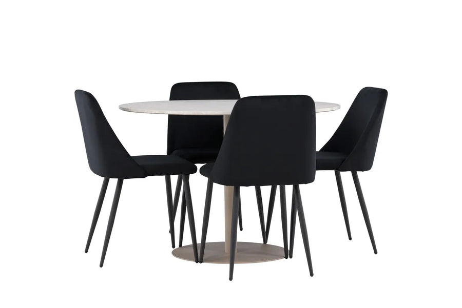 Spisegruppe rund 2-pakk ⌀110 – svart og beige