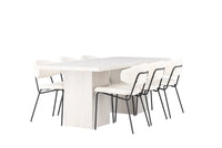Spisestol Chico & Olga 2-pakk + Rektangulært spisebord 200 x 90 – hvit