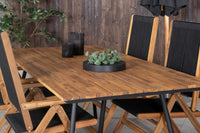 Spisestol Little John & Chan 2-pakk – svart + rektangulært spisebord 200 × 100 – natur