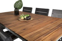Spisestol Zenia 2-pakk – svart + Spisebord rektangulært 200 × 100 – natur