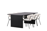Spisegruppe Chico & Vail 2-pakk + spisebord 200 × 100 – hvit og svart