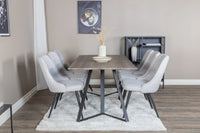 Spisegruppe Marina & Velvet Deluxe 180 x 90 + spisestol 2-pakk – natur og grå