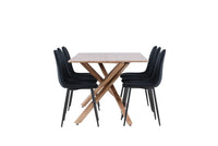 Spisestol Polar & Piazza 2-pakk + Rektangulært spisebord 180 x 90 – svart og mocca