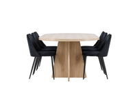 Spisestol Night & Bootcut 2-pakk – svart + Spisebord ovalt 230 x 115 – natur