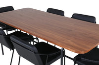 Spisestol Tvist & Uno 2-pakk – svart + Rektangulært spisebord 200 x 90 – natur