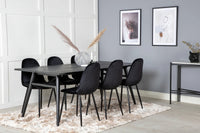 Spisegruppe Sleek & Polar rektangulær 195 x 95 + 2-pakk spisestoler – svart