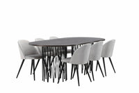 Spisegruppe oval 2-pakk 220 x 100 – grå og mocca