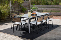 Spisestol Paola 4-pakk + spisebord 200 × 100 – natur og svart