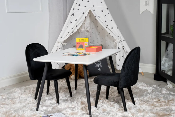 Barnstol og barnbord Velvet & Polar 50 x 80 x 60 – svart