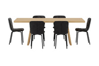 Spisestol Punsch & Logga 2-pakk – svart + Rektangulært spisebord 210 x 100 – natur