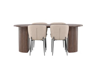 Spisestol Modesto & Härön 2-pakk + Spisebord ovalt 200 x 90 – beige og mocca