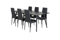 Spisegruppe Sleek & Slim 195 x 95 + spisestol 2-pakk – svart
