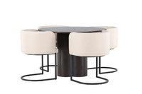 Spisegruppe Olivia & Simrishamn rund ⌀110 – mocca og beige