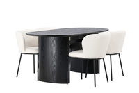 Spisegruppe Edina & Isolde 2-pakk + Ovalt 180 x 90 – hvit og svart
