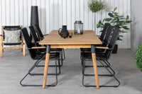 Spisegruppe rektangulær 210 x 100 + spisestol 2-pakk – natur og svart