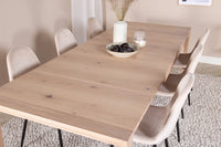 Spisegruppe Slider & Polar 170 x 95 + spisestol 2-pakk – hvitvasket og beige
