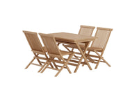 Spisestol Kenya 2-pakk + rektangulært spisebord 120 x 70 – natur