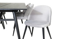 Spisegruppe Sleek & Velvet 195 x 95 + spisestol 2-pakk – svart og grå