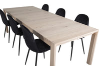 Spisegruppe Slider & Polar 170 x 95 + 2-pakk spisestol – hvitvasket og svart