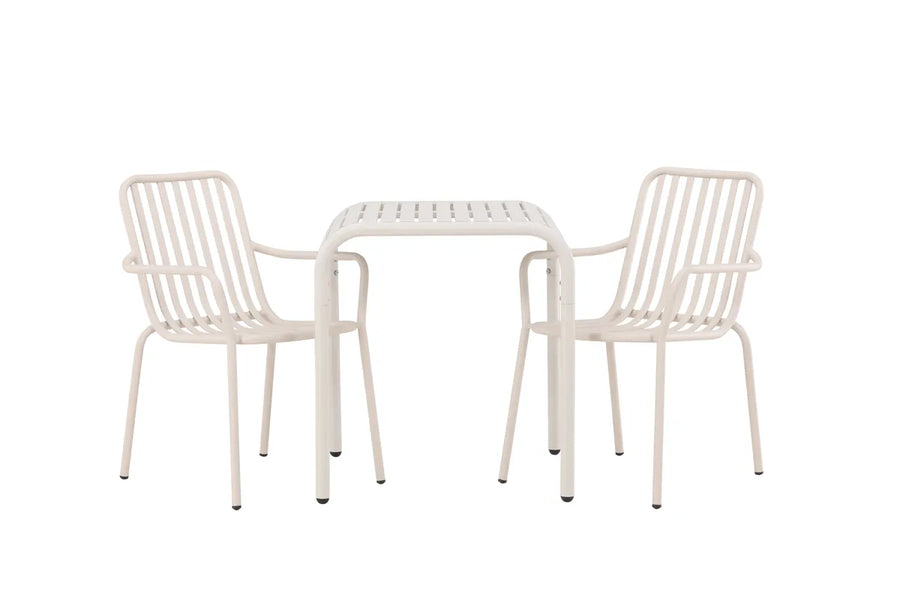 Kafégruppe Borneo & Peking 70 x 70 + 2-pakk spisestoler – beige