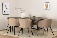 Spisegruppe Berit & Uno 200 x 90 – beige og svart