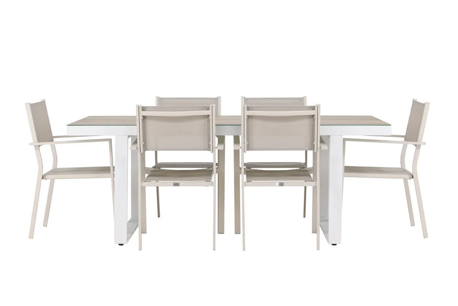 Spisegruppe Copacabana & Merlo 2-pakk 200 x 90 – beige og hvit