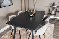 Spisestol Velvet & Inca 2-pakk – grå + Spisebord rektangulært 160 x 85 – svart