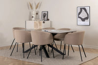 Spisegruppe Berit & Piazza 180 x 90 – beige og svart