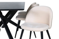 Spisestol Velvet & Piazza 2-pakk beige + rektangulært spisebord 180 x 90 – svart