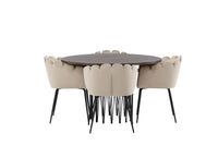 Spisegruppe Limhamn & Stone + Rundt ⌀120 – beige og mokka