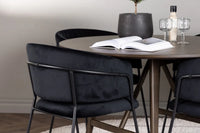 Spisegruppe Kaseidon & Selma Rund ⌀100 + 2-pakk spisestol – mørkebrun og svart