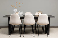 Spisestol Polar & Vail 2-pakk beige + rektangulært spisebord 200 × 100 – svart