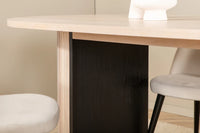 Spisebord ovalt 200 x 90 + Spisestol 2-pakk – hvitvasket og krem