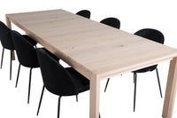 Spisebord rektangulært 170 x 95 + spisestol 2-pakk – hvitvasket og svart